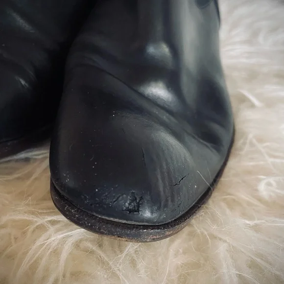 VTG? Distressed PRADA Wmn's Ankle Boots sz 6.5 37 Black Leather pull on Booties - Picture 8 of 11